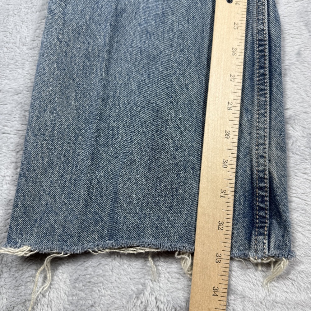 Zara Jeans Womens 4 Blue High Rise Mom Straight Raw Hem Denim READ ZIPPER FLAW